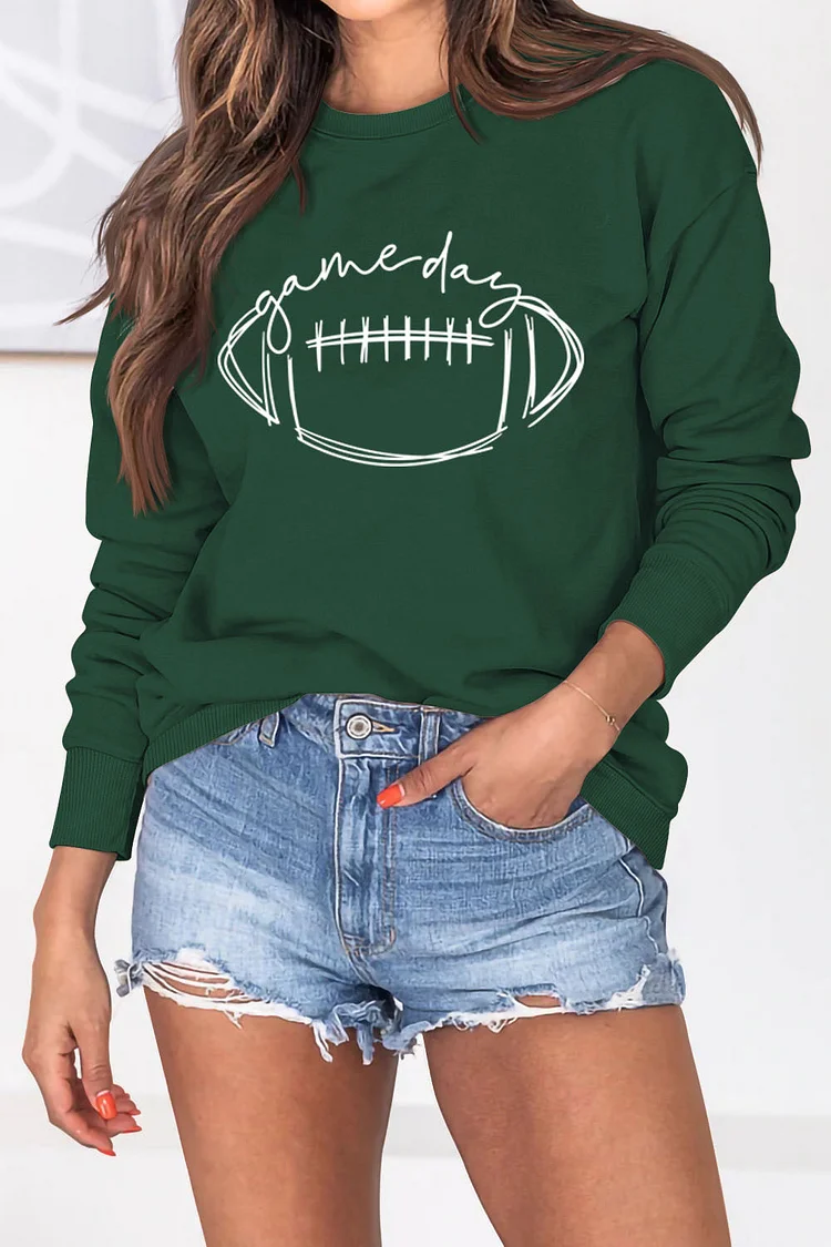 Women's Round Neck American Football Game Day Sweatershirt