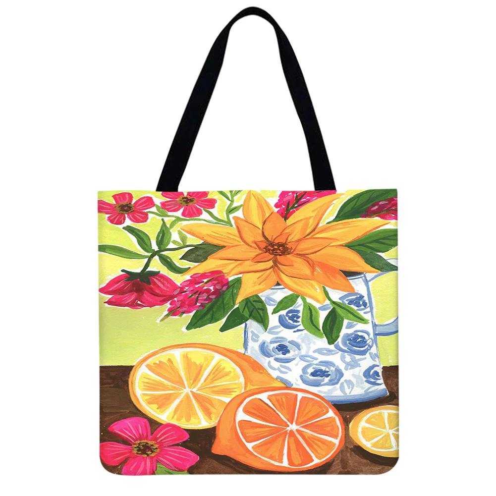 Linen Tote Bag - Flowers
