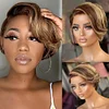 Glueless Hightlight Brown Short Bob Styles Silky Hair Straight Wig