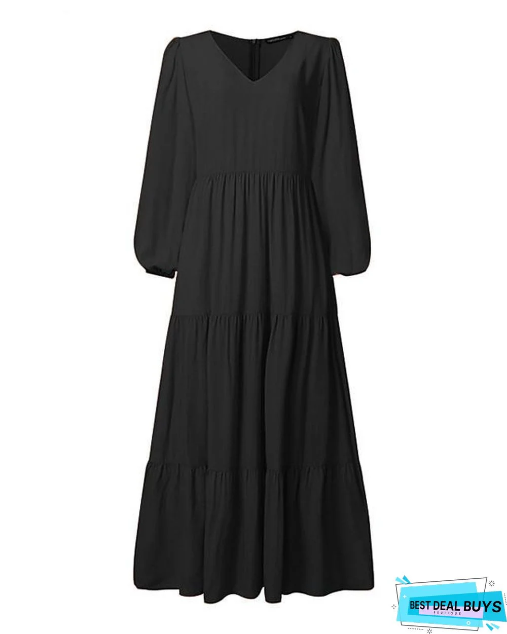 Women's Swing Dress Maxi Long Dress Long Sleeve Solid Color Patchwork Fall Hot Casual Black Green Brown