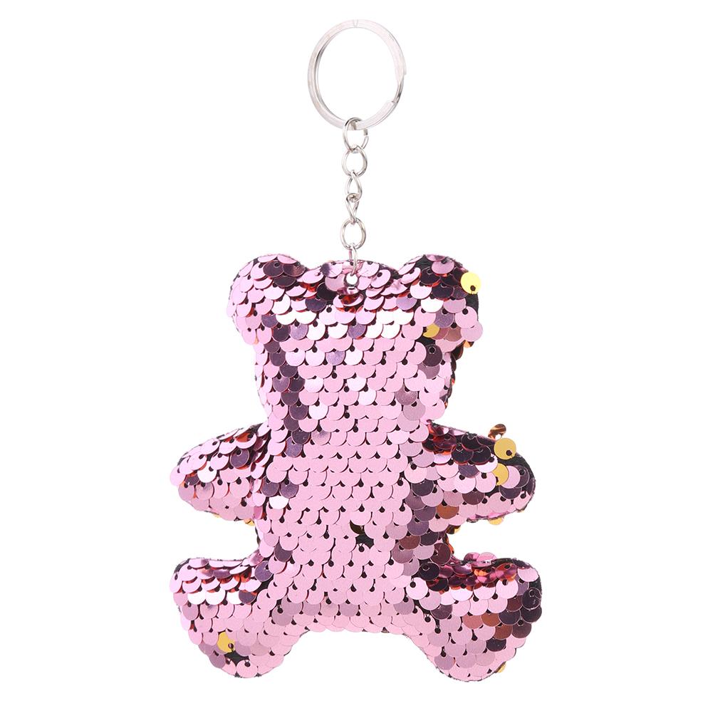 

Lovely Bear Keychain Sequins Women Key Ring Car Bag Pendant Gifts (Pink, 501 Original
