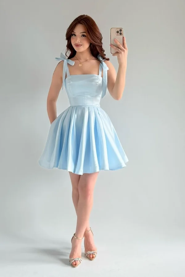 Sky Blue Lovely Lace-up Short Mini Prom Dress ZT0728