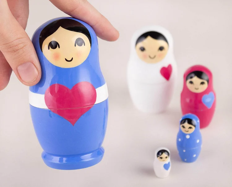  Valentine's day Nesting dolls blue and red heart - RSDP-Rebornbabypuppen-Rebornbabypuppen.de