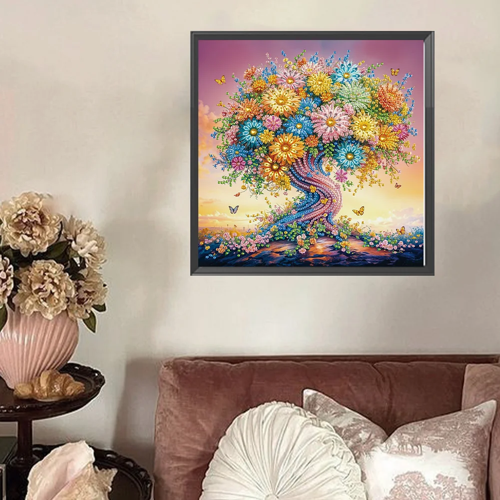 Diamond Painting - Partial Special Shaped Drill - Flower Tree(Canvas|30*30cm)