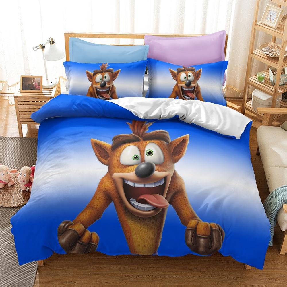 Crash Bandicoot bedding Set Bed Quilt Cover Pillow Case Home Use