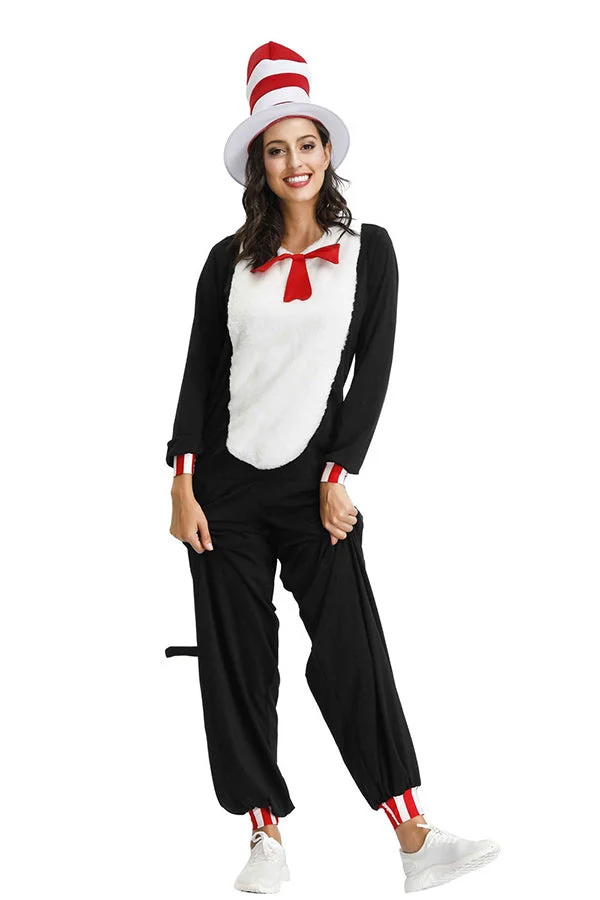 Womens Striped Cat Onesie Halloween Costume-elleschic