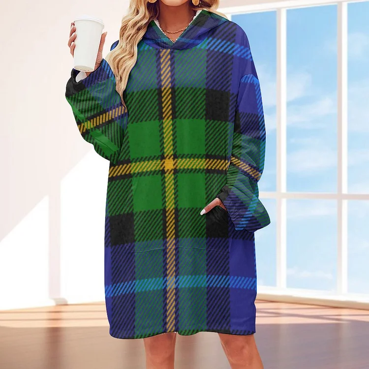 Smith Clan Scottish Tartan Plaid Oversized Sherpa Blanket Casual Pullovers Wearable Blanket For Adults Nightgown - Heather Prints Shirts