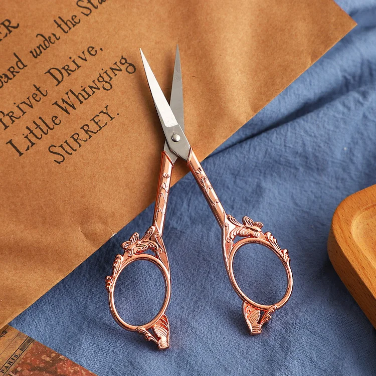 Journalsay 1 Pc Butterfly Shape Vintage Stainless Steel Small Stationery Scissors 
