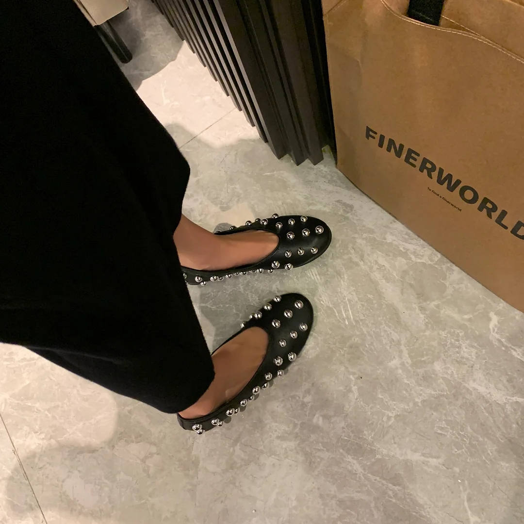 Yyvonne Women's Shoes Metal Decoration Small Scented Women's Shoes Soft Soles Are Not Tired Of Shallow Mouth Casual Single Shoes Women