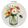 Glass Bottle Flowers-DIY Embroidery Kit with Pattern Cotton Threads Needles Hoop 28x28cm tapestrymarket