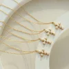 Pearls Cross Pendant Golden Necklace