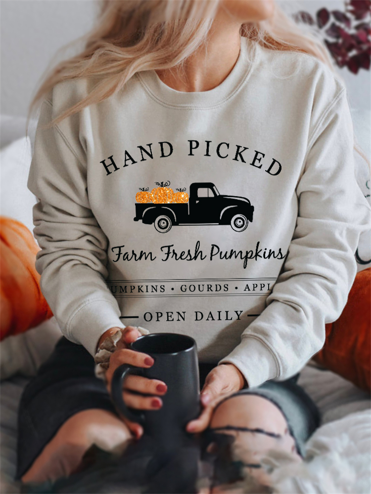 Hand Picked Glitter Farm Fresh Pumpkins Sweatshirt artswardrobe