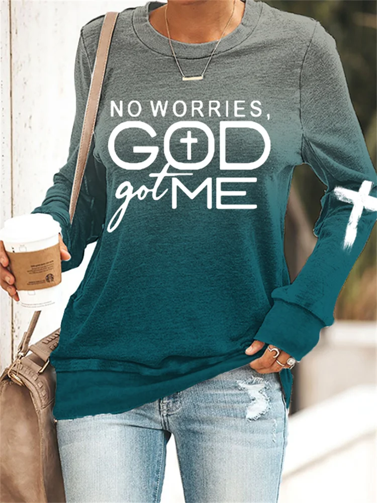 Comstylish No Worries God Got Me Gradient Sweatshirt