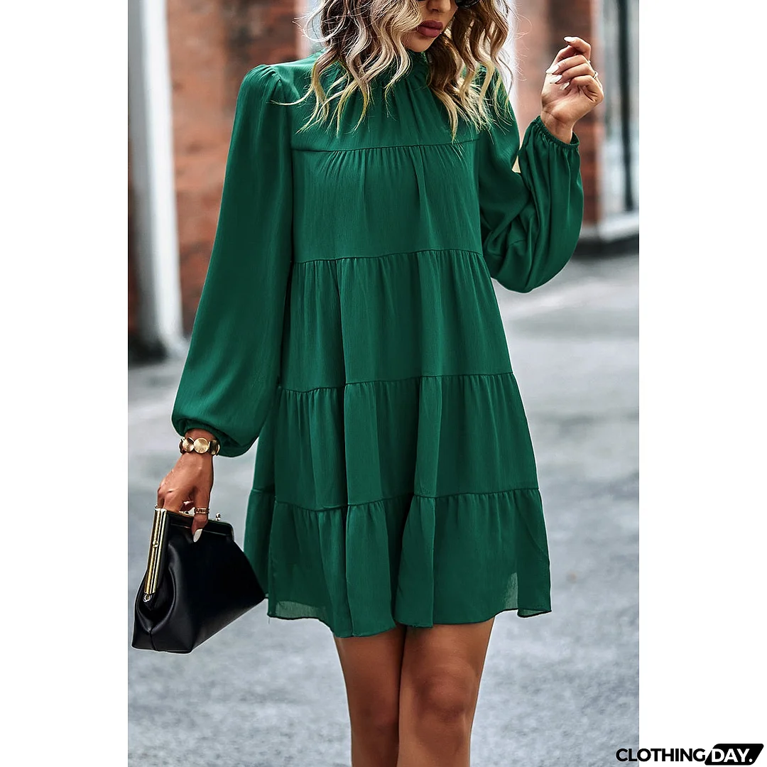 High Neck Comfort Tiered Dress