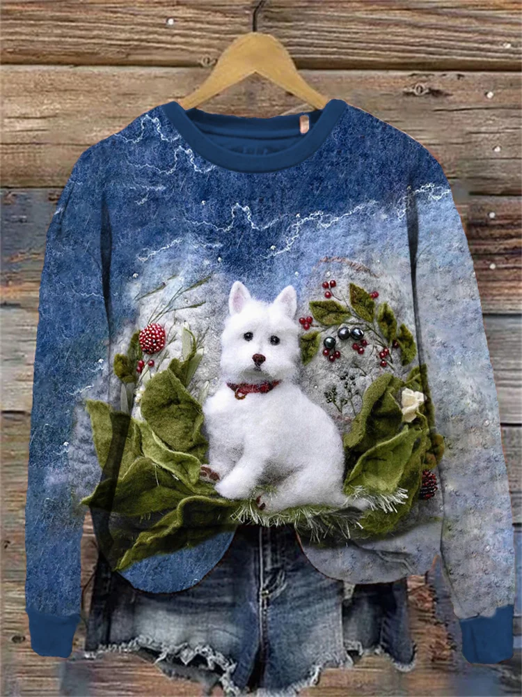 VChics Pet Dog Felt Art Crew Neck Sweatshirt