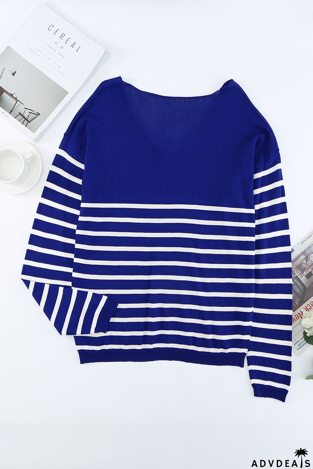 Striped V Neck Sweater