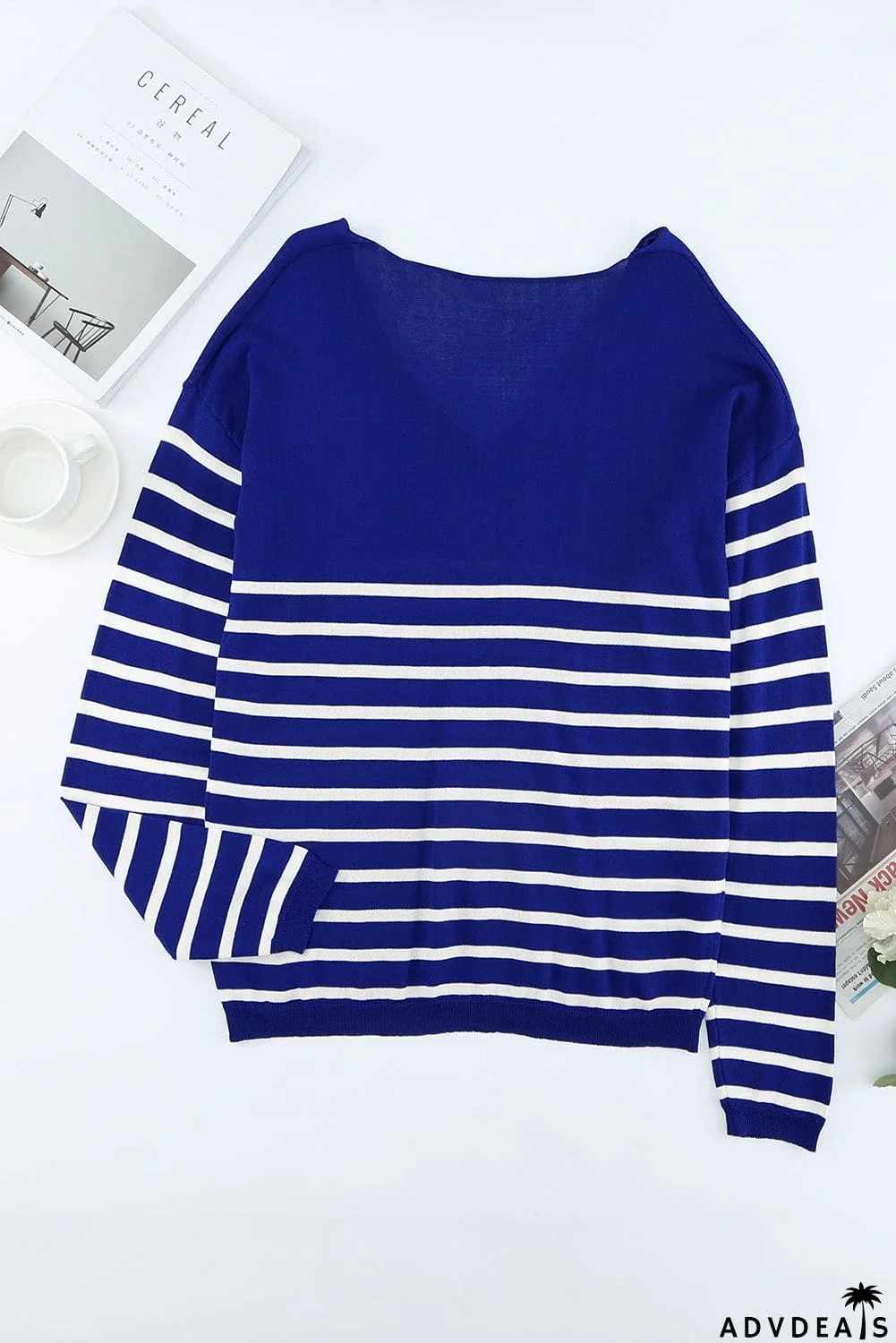 Striped V Neck Sweater