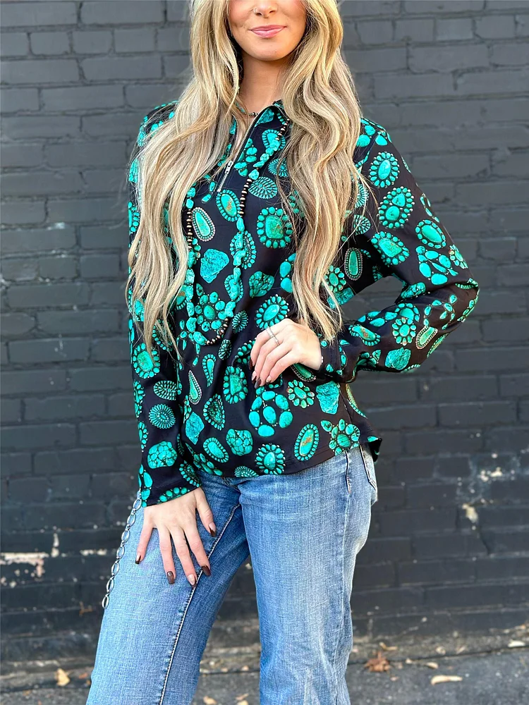 The Turquoise Stones Quarter Zip Pullover
