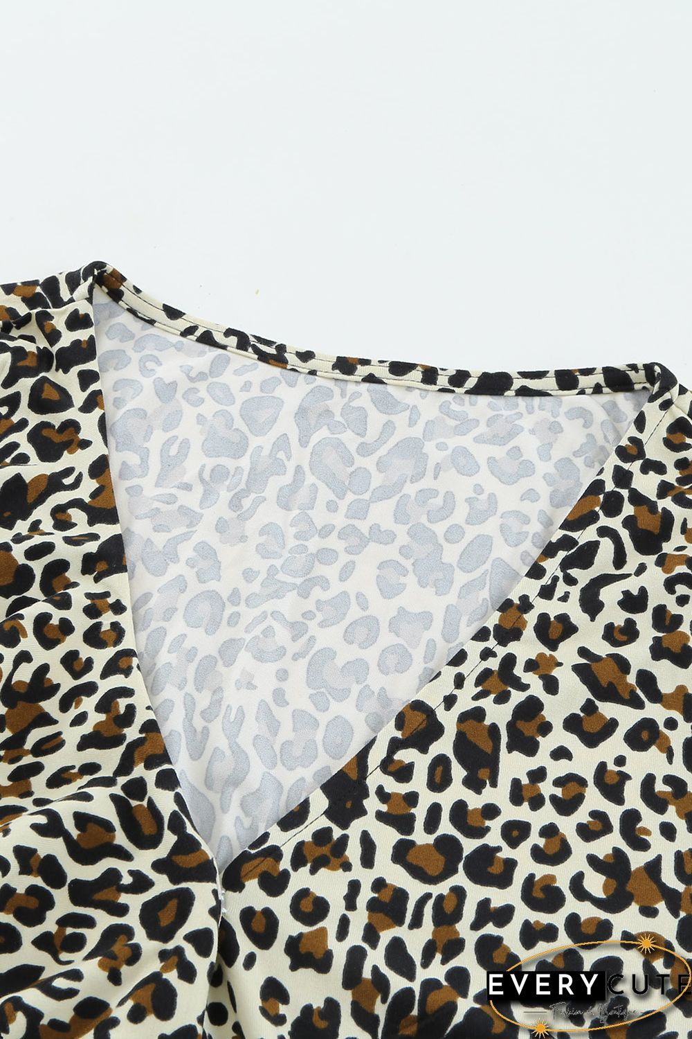 Leopard Print Ruffled Lace-up Plus Size Midi Dress