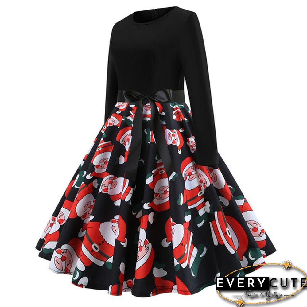 6 Styles Fashion Lady Autumn and Winter Xmas Clothes Christmas Costume Casual Long Sleeve Halloween Print Party Dress Plus Size