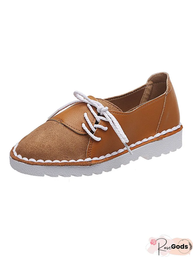 Vintage Contrast Panel Lace-Up Shoes