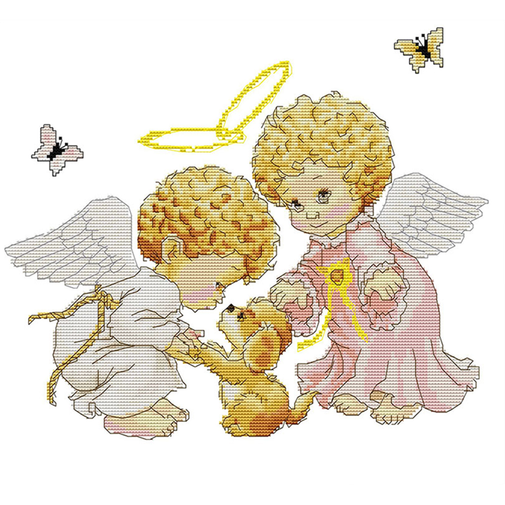 

Angel Dog - 14CT Stamped Cross Stitch - 39*36CM, 501 Original
