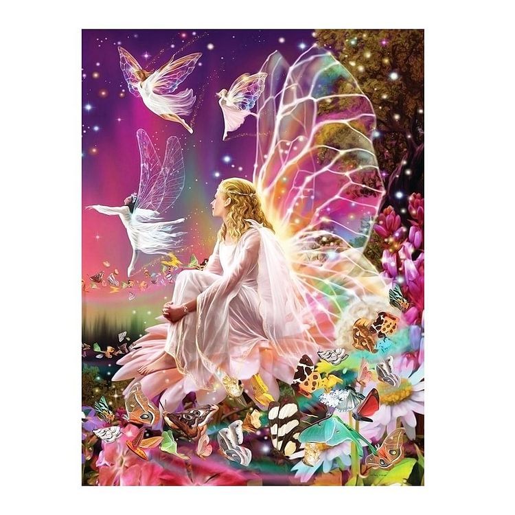 Butterfly Fairy Round Full Drill Diamond Painting 40X30CM(Canvas) gbfke