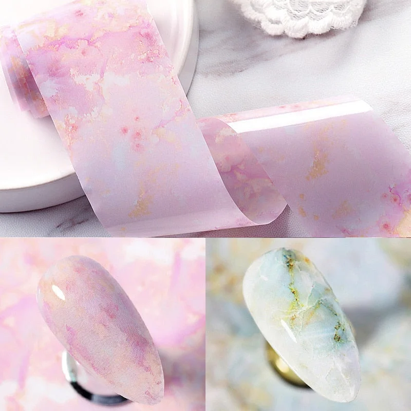Nail Foils Marble Series Nail Transfer Foils Decorations DIY Idea Nail Art Transfer Sticker Decals Nail Accessories 4*100cm