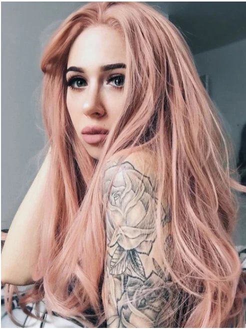 Lala mixed peach pink synthetic lace front wig-elleschic