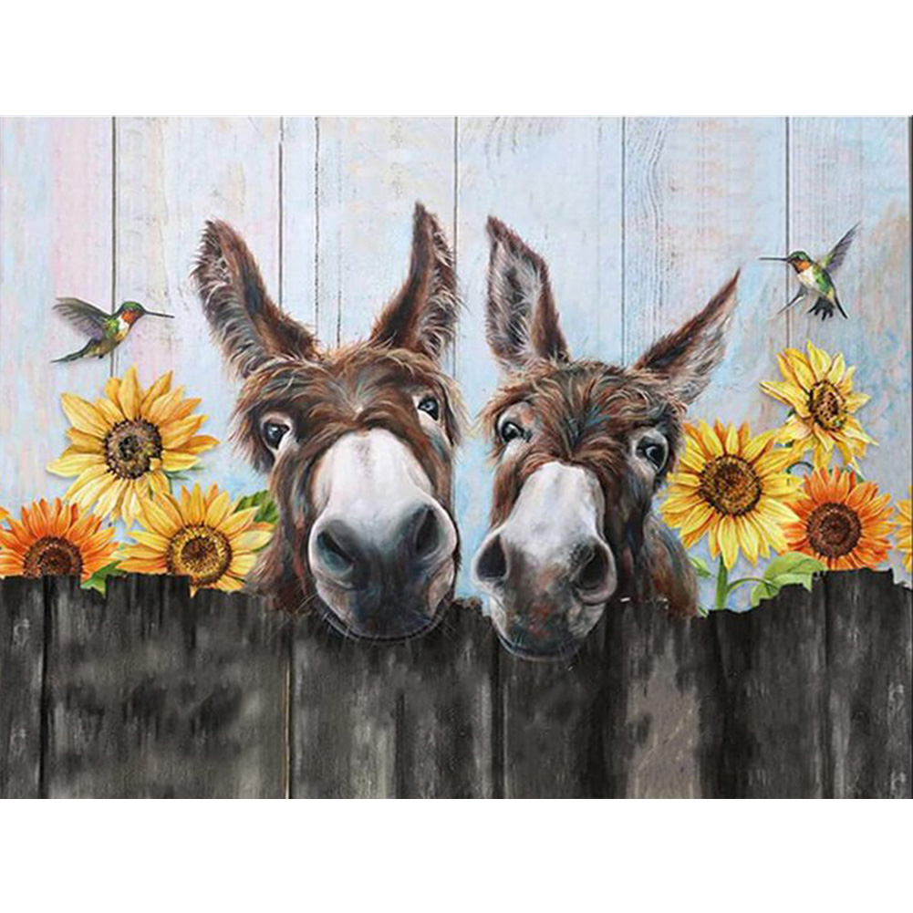 

Fence Donkeys - Round Drill Diamond Painting - 40*30CM, 501 Original