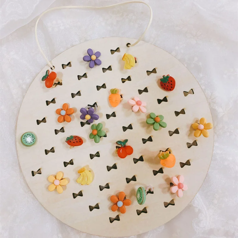 INS Nordic Wooden Baby Hairpin Hair Clip Holder Kids Room Decoration Wall Ornament Photos Storage Organizer Nursery Party Props