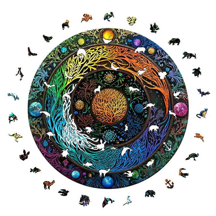 Tree Life - Round Wooden Jigsaw Puzzle