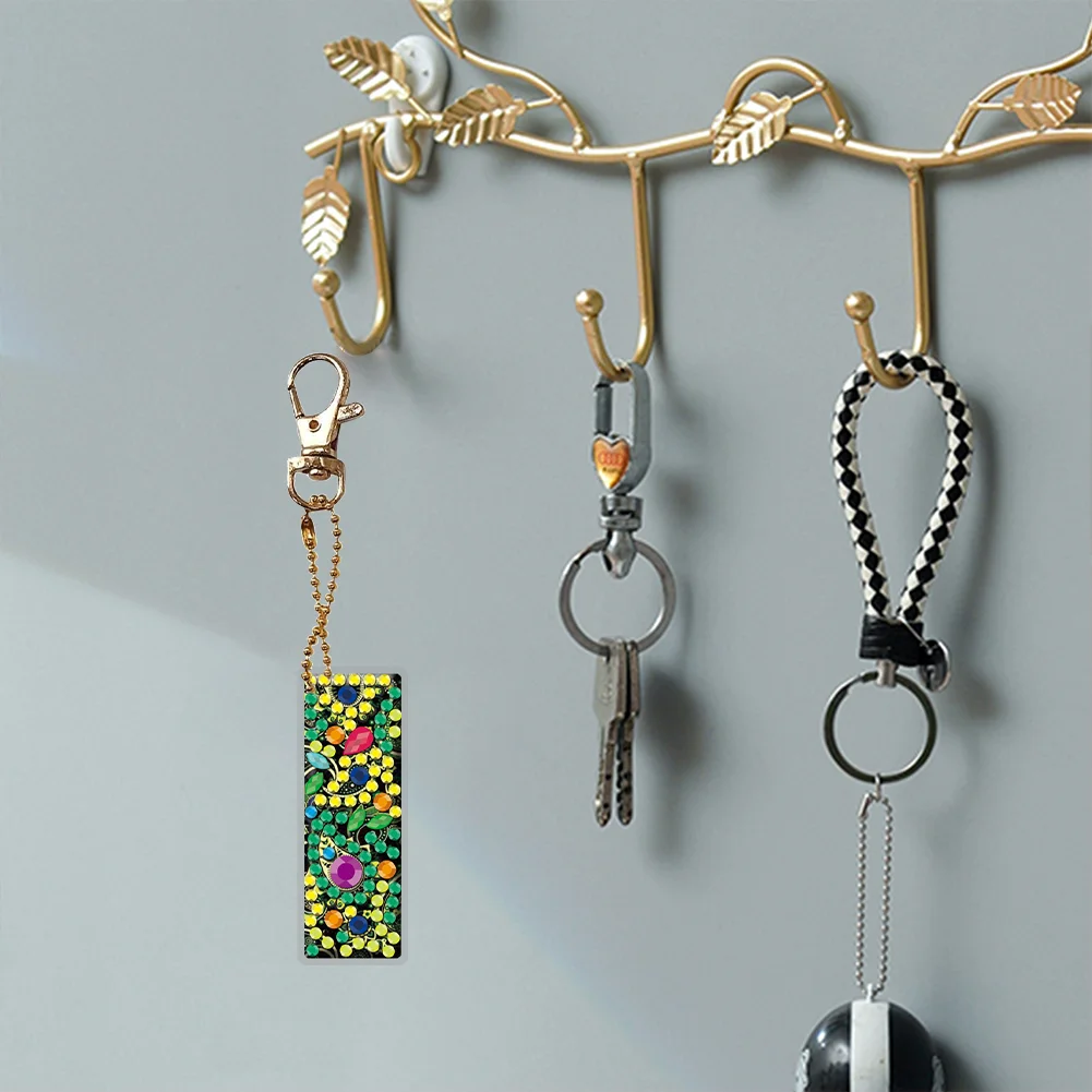 DIY Diamond Art Keychains Handmade Point Drill Key Ring Letters Lady Bag Pendant