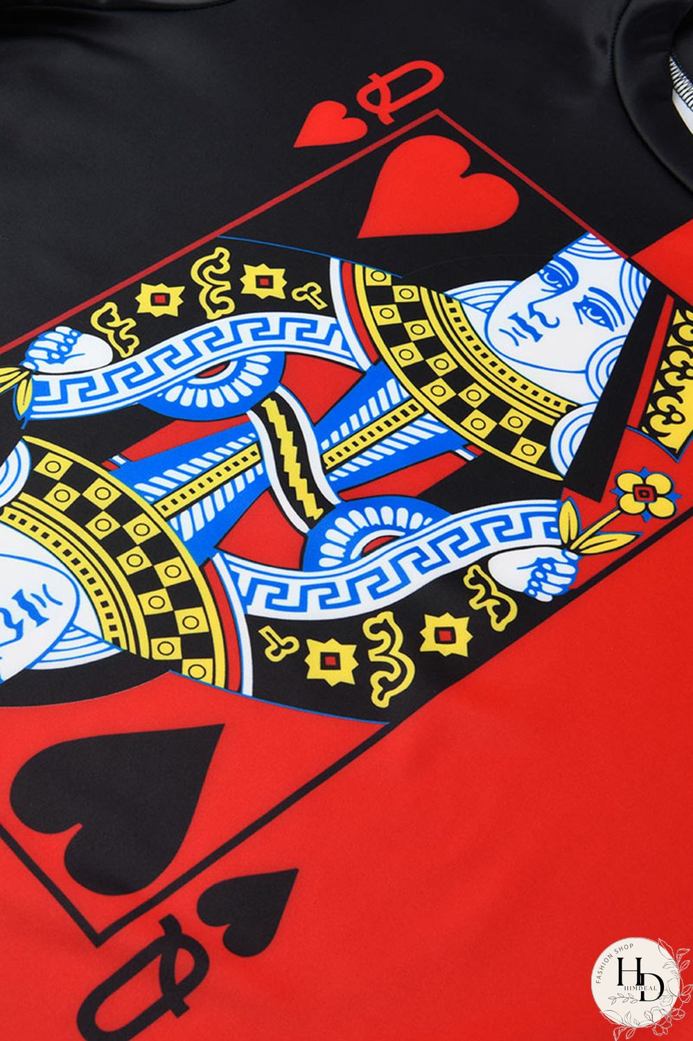 Black and red Fashion Casual Print Two Piece Suits O Neck Plus Size Two Pieces