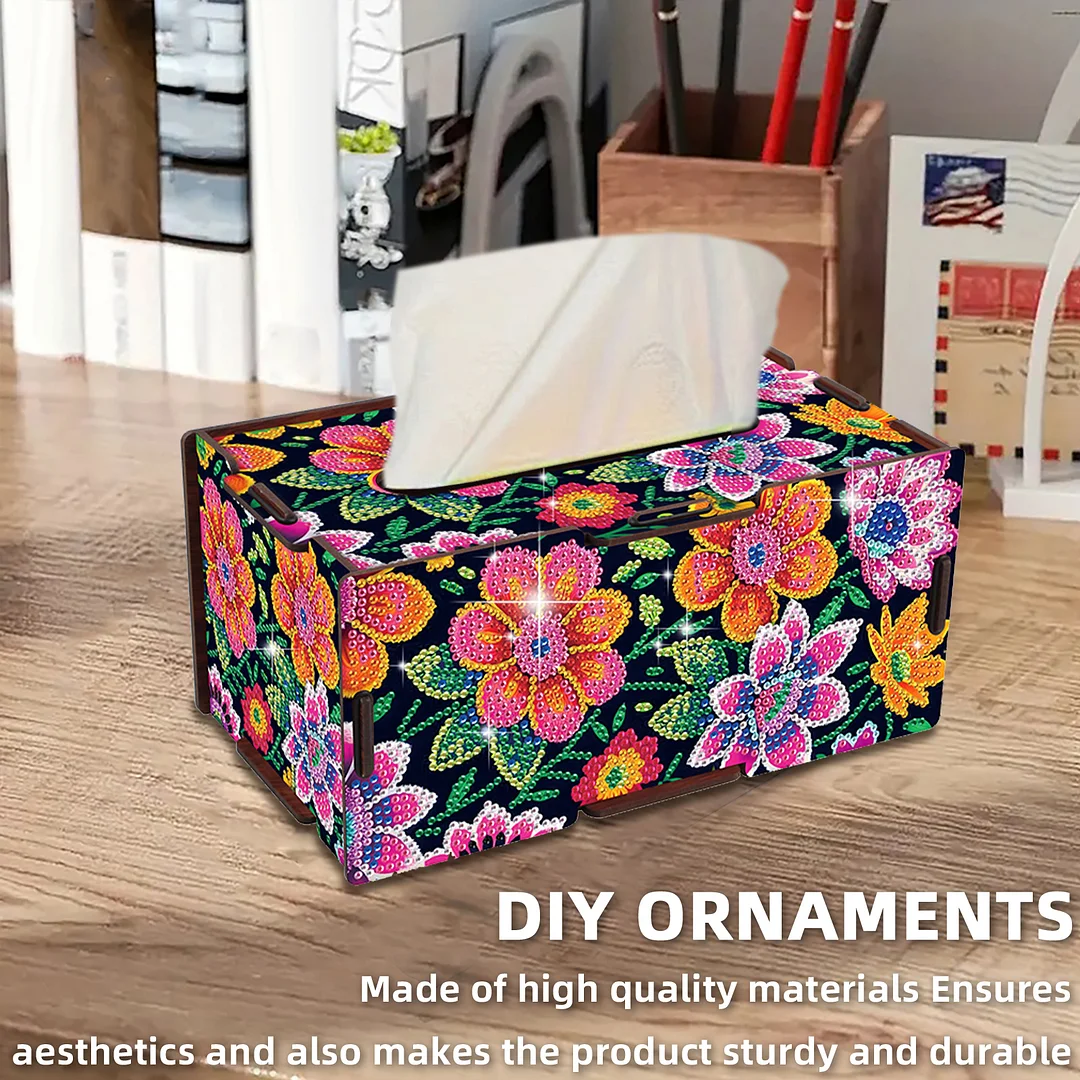 Wooden Diamond Painting Tissue Box for Home and Office Decoration (ZJH018)