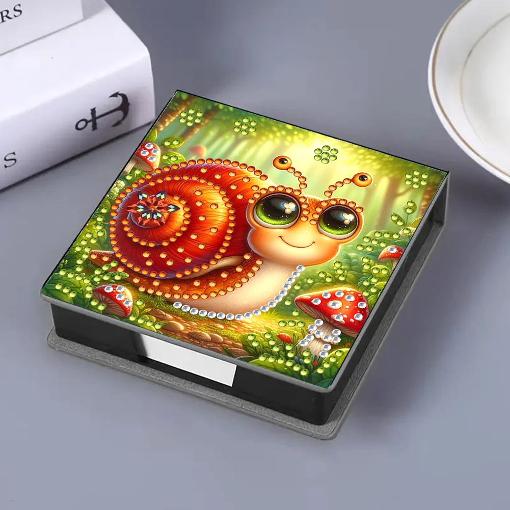PU Snail Diamond Painting Notecard Box with Papers for DIY Art Craft