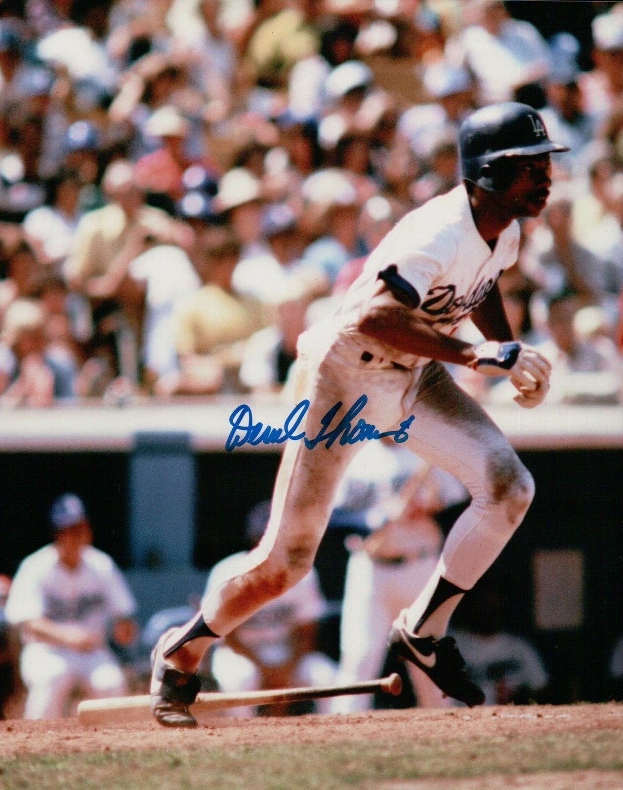 Derrel Thomas Signed 8X10 Photo Poster painting Autograph LA Dodgers Small Home Swing Auto COA