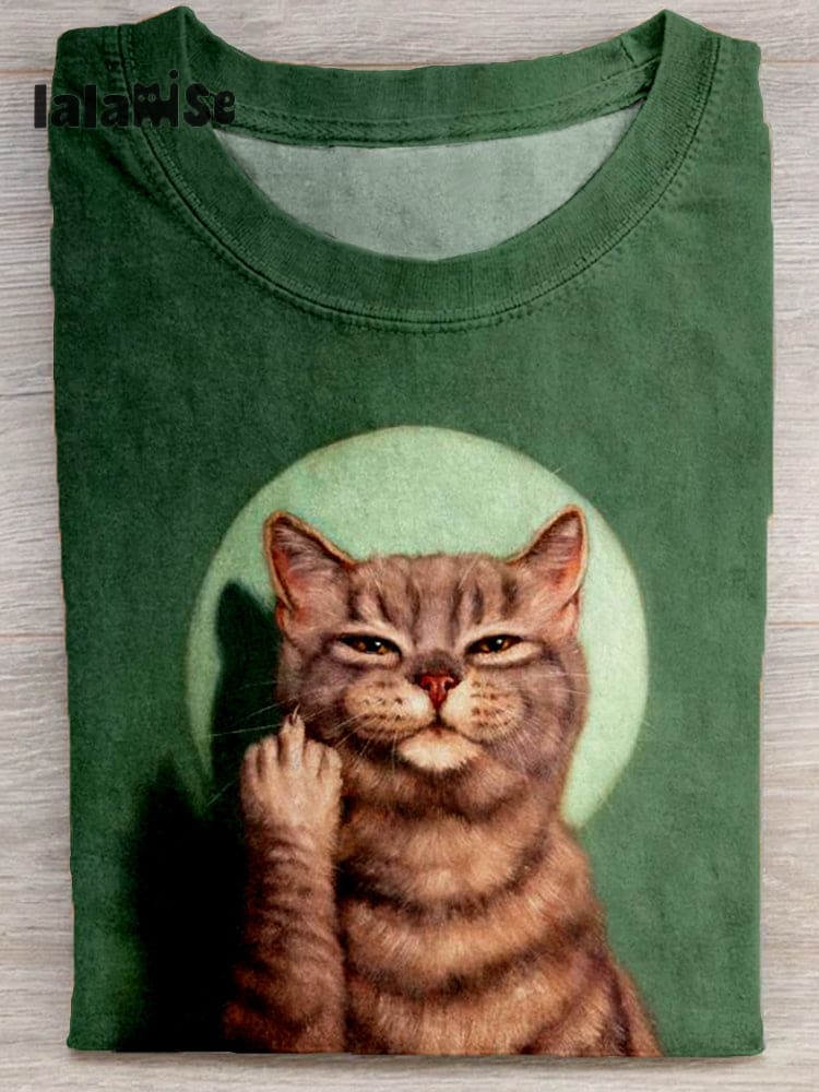 Good Morning To You Funny Cat Art Casual T Shirt Green / S Cute - Cats