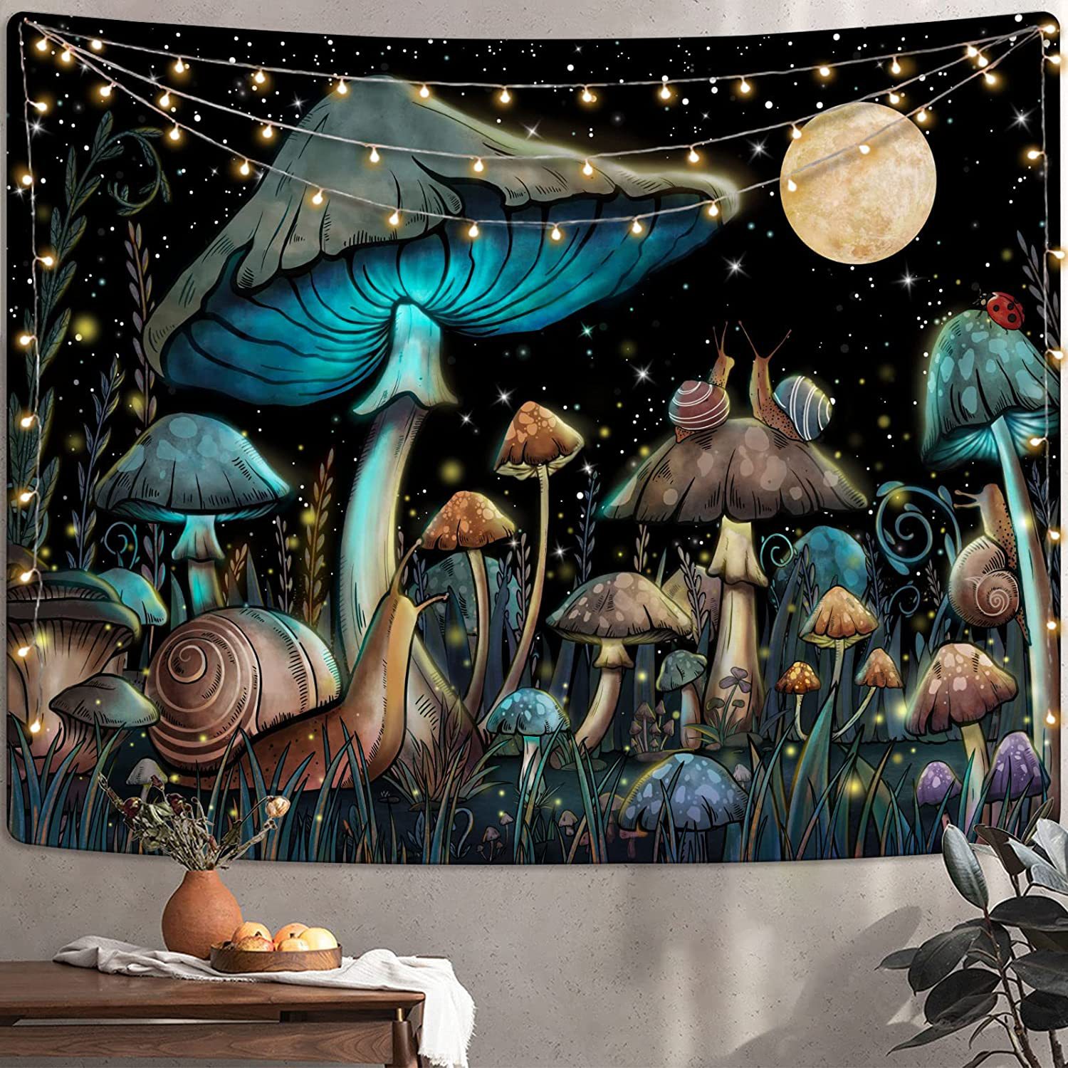 STARRY PSYCHEDELIC MUSHROOM WALL TAPESTRY