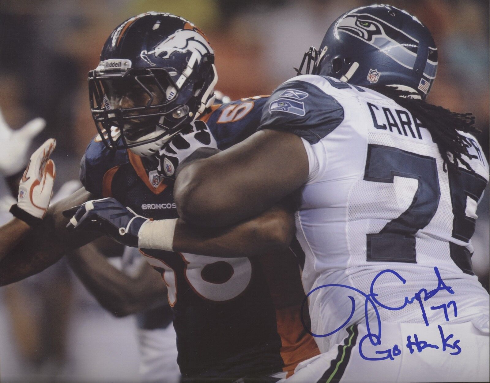 James Carpenter 8x10 Photo Poster painting C Autographed Signed INSCR Seahawks SB XLVIII Champ