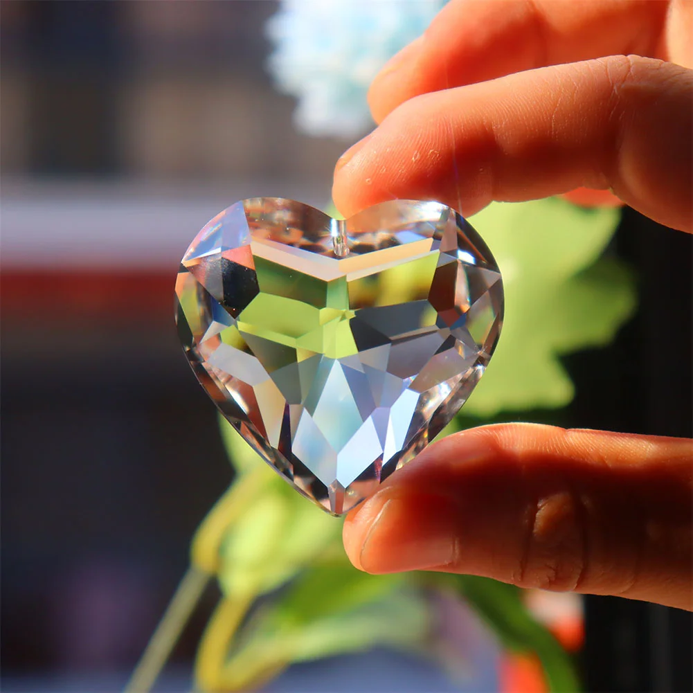 Colorful Crystal Prism Ball Pendulum Pendant for Garden Window (Heart)