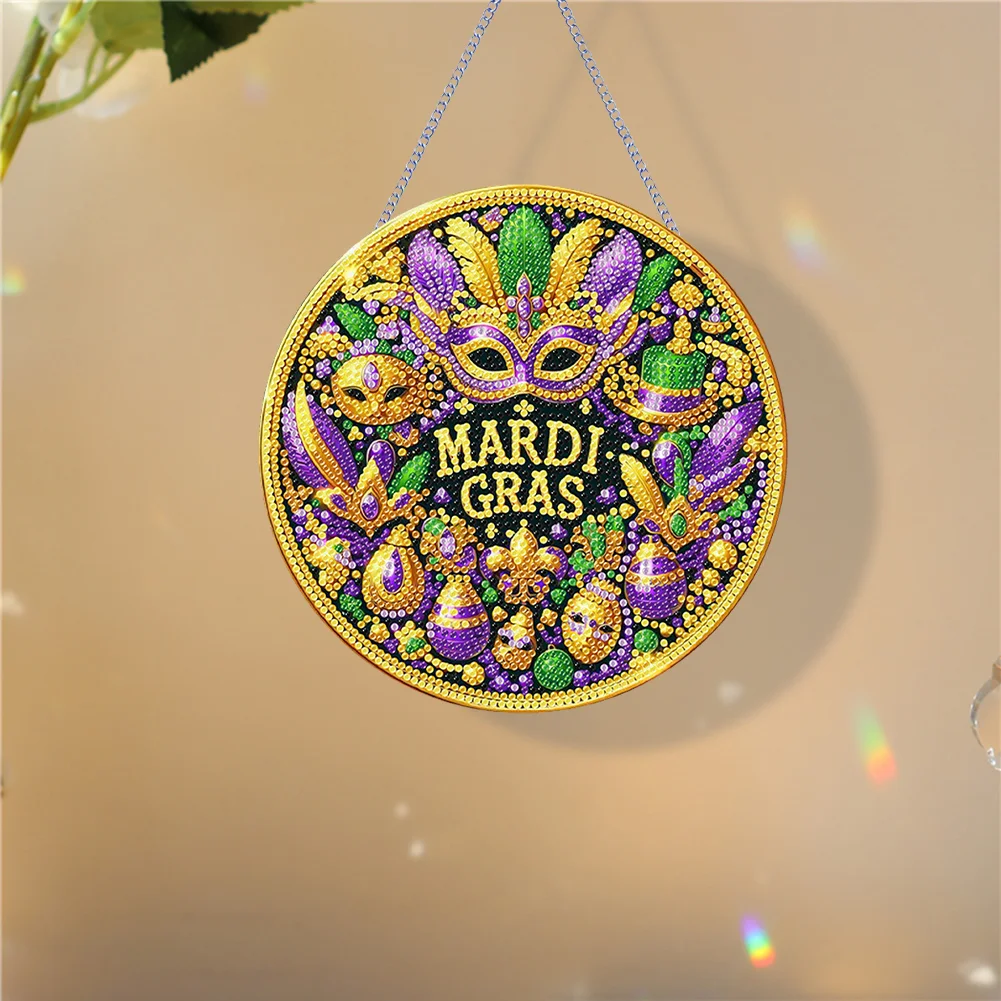 DIY St Patrick Mask Acrylic Wreath Diamond Painting Hanging Pendant Wall Decor