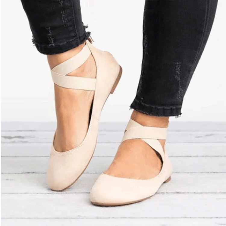 Cross Elastic Band Comfortable Chunky Heel Shoes