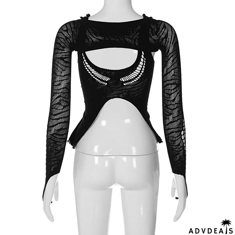 Sexy Bandeau Top long-sleeved two-piece set for women