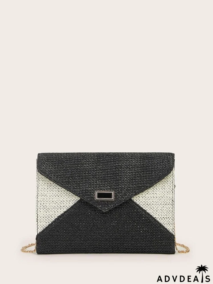 Color Block Straw Bag