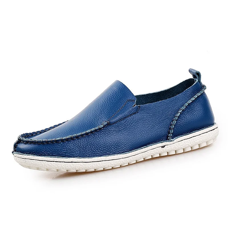 Nine o'clock Stylish Men's Casual Loafers Natural leather Hand Stitching Driving Shoes Quality Light Slip-on Anti-skid Footwear