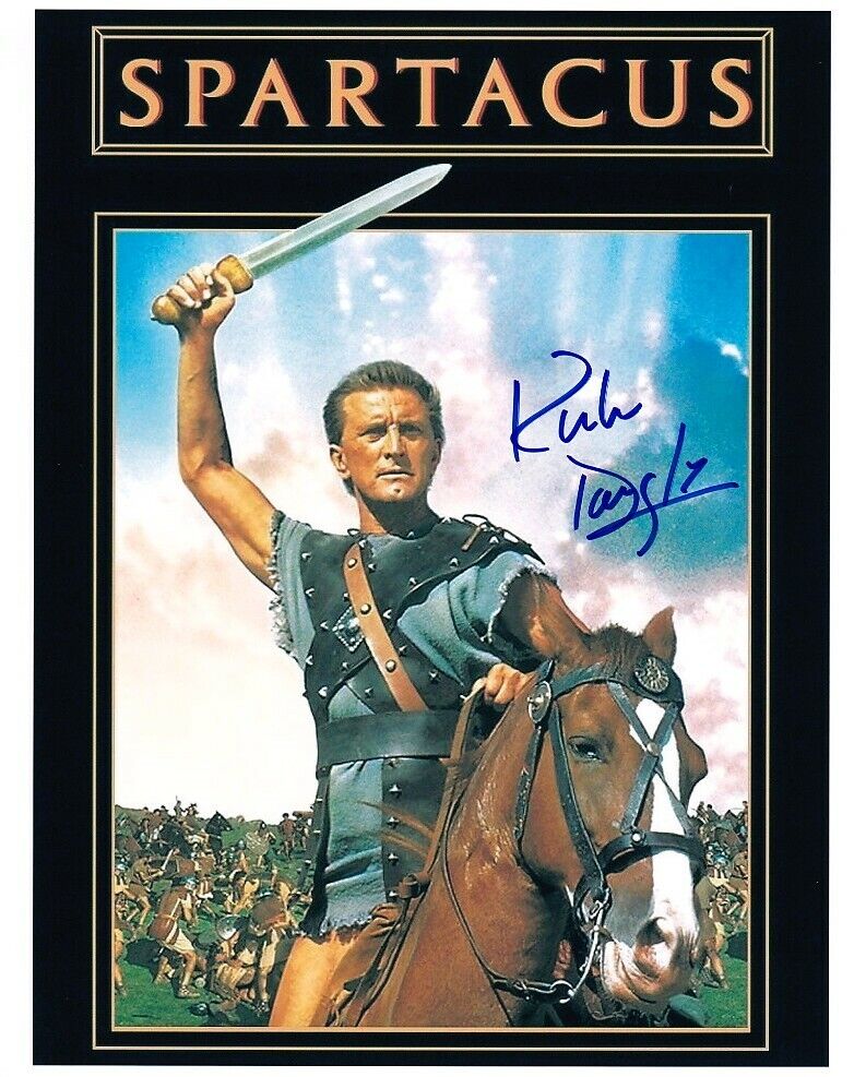 KIRK DOUGLAS signed SPARTACUS 8x10 w/ coa GLADIATOR ON HORSEBACK mini-poster