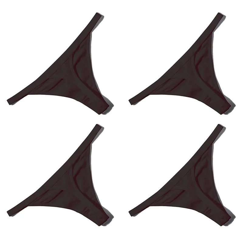 4PCS/Set Hot Sale Sexy Women Cotton G String Thongs Low Waist Sexy Panties Ladies' Seamless Underwear Black Red White Skin