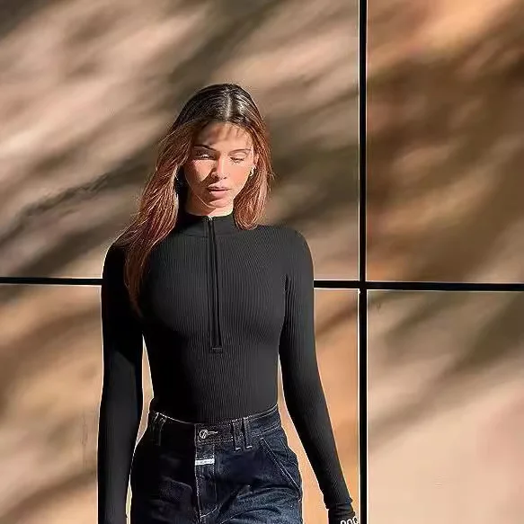 Nigikala Nigikala Long-Sleeved Joint Sexy Rib-Link Long-Sleeved Tops