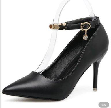 Custom Made Pointy Toe Ankle Strap Pumps in Black |FSJ Shoes